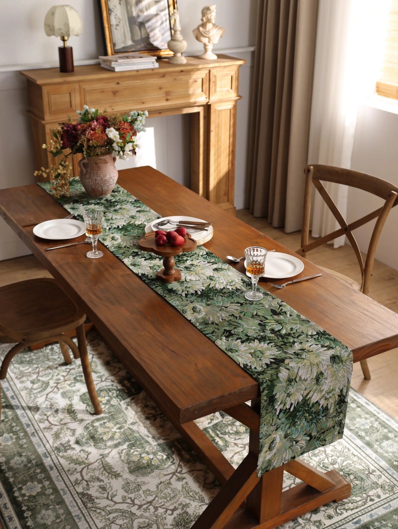 Bluejw High Quality Floral Table Runner Jacquard Monet Gardens Tablecloths and Table Runners for Parties - Image 1